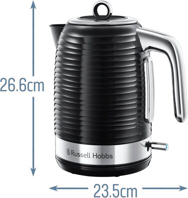 Чайник Russell Hobbs 1,7 л, 2400 Вт Inspire Black з високоякісною глянсовою структурою (функція приготування під тиском, знімний фільтр від накипу, індикатор рівня води, знімна кришка) Чайник для чаю 24361-70