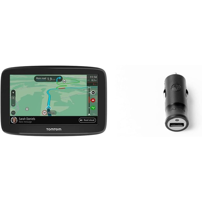 Навігаційний пристрій Tomtom GO Classic (уникнення пробок завдяки Tomtom Traffic, оновлення Європа, оновлення через Wi-Fi) (5 дюймів, в комплекті з автомобільним зарядним пристроєм USB)