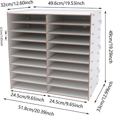 Білий 9-рівневий стіл Лоток для документів, Кронштейн для столу 18 відділень Лоток для листів Окремо стоячий, для дому, школи, офісу, домашньої студії, 51,8 * 33 * 49 см