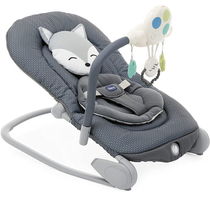 Повітряна куля Chicco Infant & Baby Bouncer 0 місяців - 18 кг, функція гойдалки та крісла, регульована спинка, компактне закриття, вібрація, інтерактивна електронна іграшка, світло та звук Foxy