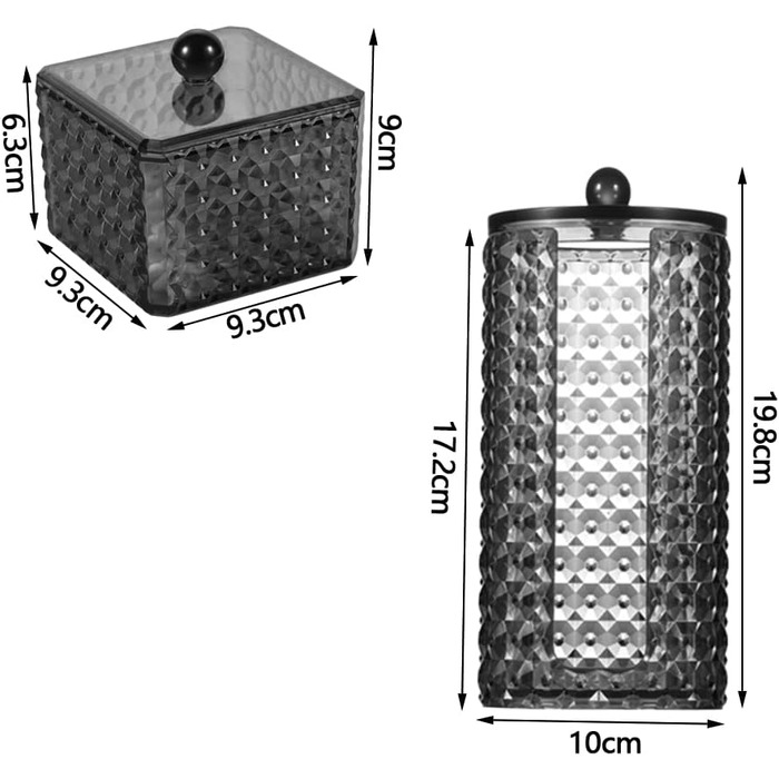 Дозатор ватних дисків Pamtns 2 шт. и Тримач для ватних паличок Зберігання ватних паличок з кришкою Тримач ватних дисків Пластикова банка для зберігання Органайзер для ватних дисків Ванна кімната