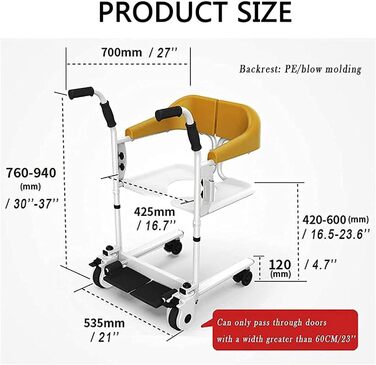 Перенесення підйомника для інвалідного візка 4-в-1 для домашнього використання сходові підйомники, туалетне крісло для інвалідів, транспортне крісло для догляду за людьми похилого віку та інвалідами стилю J