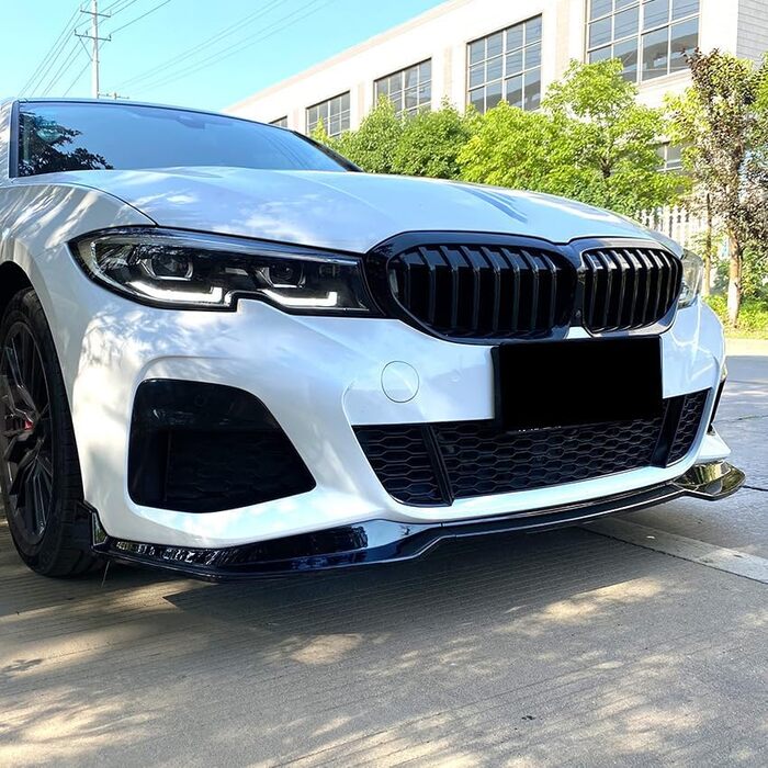 Передній спойлер передньої губи автомобіля для BMW 3 Series G20 M Pack 320i 330i 2019-2022, Протектор переднього губного спойлера Автомобільний стиль Насадки на кузов, A/Чорний звичайний A/Чорний