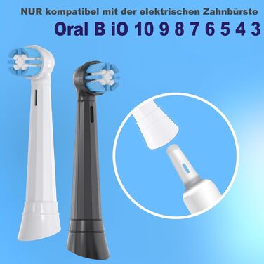 Зубні щітки YMPBO Clip-on сумісні з електричною зубною щіткою серії Oral-B iO 10 9 8 7 6 5 4 3, 8 шт. змінних щіток Насадки для щітки Black