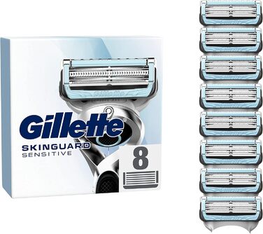 Леза для бритв Gillette SkinGuard Sensitive для бритв, 8 змінних лез для вологих бритв чоловіків із захистом шкіри, зроблено в Німеччині Новинка