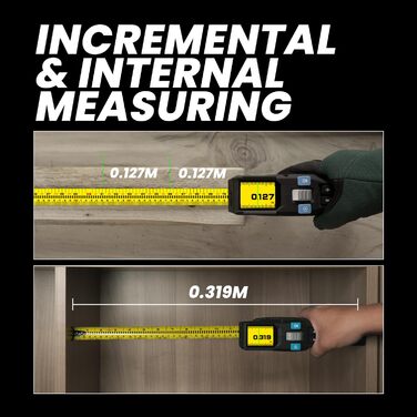 Цифрова вимірювальна стрічка 3-в-1 ACEGMET by MiLESEEY, лазерний далекомір з автоматичним закриттям стрічки, миттєве цифрове зчитування, подовжена лазерна лінія, інкрементне вимірювання
