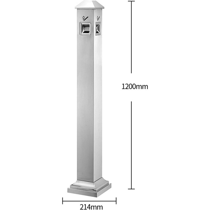 Підлогова попільничка підставка для сигарет на вулиці - Підлогова попільничка для вулиці - Комерційна попільничка, регульована по висоті попільничка для патіо для сигарет, хромована Standas Silver One Size