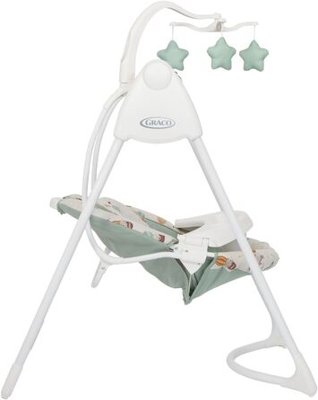 Гойдалка Graco Lovin Hug Swing з 6 швидкостями гойдання, музикою, 4 положеннями напівлежання та складною для зберігання, підходить від народження приблизно до 9 місяців (0-9 кг), Up & Away Fashion