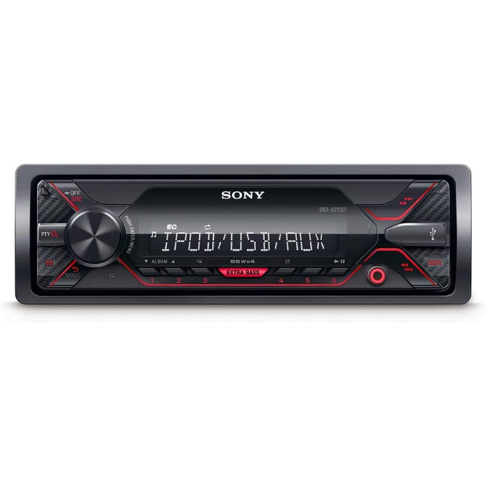 Автомобільна стереосистема Sony DSX-A410BT MP3 (подвійний Bluetooth, NFC, USB, порт AUX, підсвічування, 4 x 55 Вт, гучний зв'язок) (червоний, без Bluetooth, одинарний)