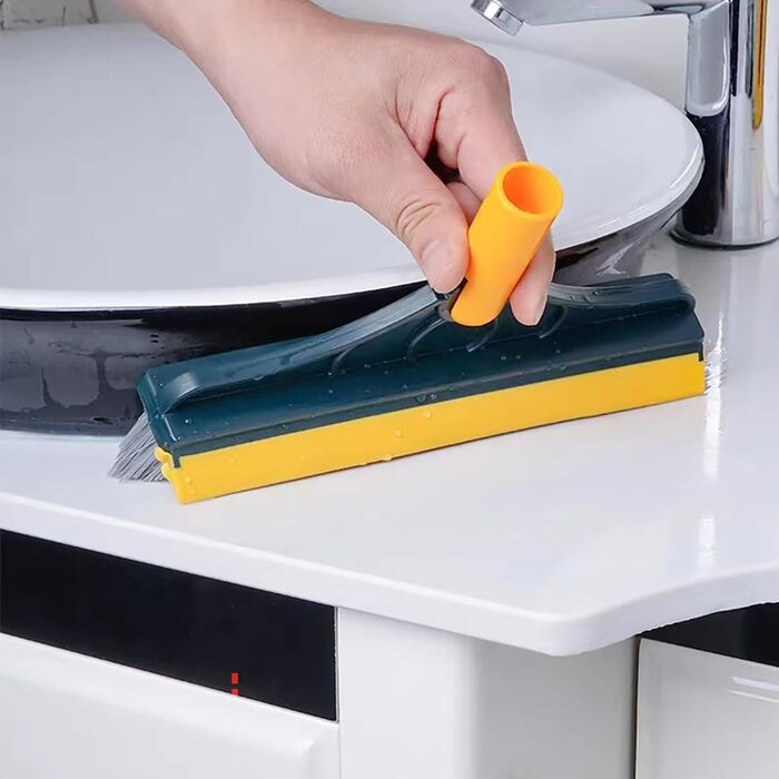 Щітка для підлоги Syiyunran Щітка для підлоги Water Squeegee Corner Upgrade Brush - щітка 2-в-1 ABS/гумова мітла, використовується як щітка для миття ракеля. V-подібна щетина для кращого очищення кутів