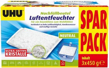 Мішок для заправки осушувача UHU 3 шт. 450 г в комплекті запобігає появі вологи та затхлих запахів