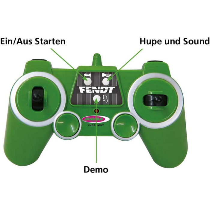Трактор на радіокеруванні, звук двигуна (можна відключити), звуковий сигнал при русі заднім ходом, клаксон, функція відключення, привід на 2 колеса, гумові шини, яскраві передні світлодіоди, індикатори, демонстраційна функція, 405035 - Fendt 1050 Vario 11