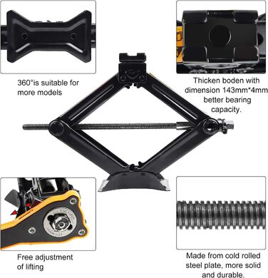 Ножичний домкрат Домкрат Позашляховик Маневрування Домкрат Домкрат з храповим ключем 2 в 1 Активна головка 360 Автомобільний домкрат для автомобіля Сімейний автомобіль Автомобіль позашляховик MPV, 2.5T