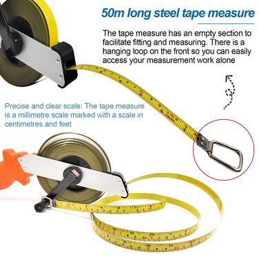 Точна 50-метрова рулетка з ергономічною ручкою - Міцна сталева рулетка для точних вимірювань (1)