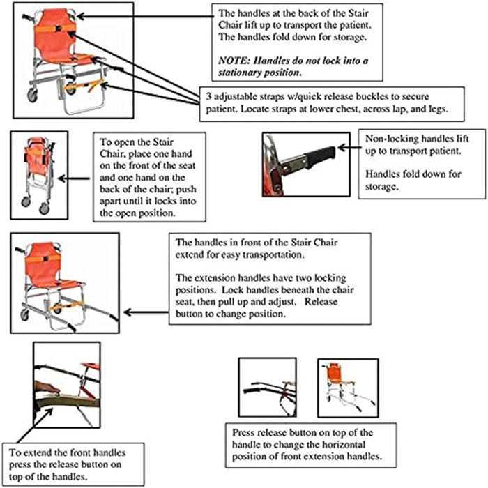Інвалідні крісла, складне крісло для екстреної евакуації по сходах, мобільне обладнання для перенесення пацієнтів невідкладної допомоги, підходить для кімнатних машин швидкої допомоги