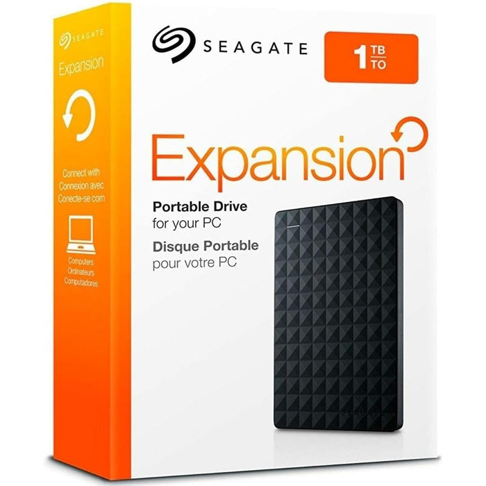 Портативний зовнішній жорсткий диск Seagate Expansion Portable на 1 ТБ, 2,5 дюйма, USB 3.0, для ПК і ноутбуків, 2 роки гарантії, номер моделі STEA1000400 1 ТБ Portable