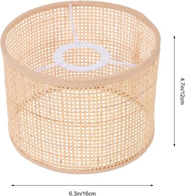 Ротанг Плетений абажур Кошик з ротанга Люстра Абажур Кліпса Вінтажна настільна лампа Покриття Заміна торшера Абажур Колір дерева