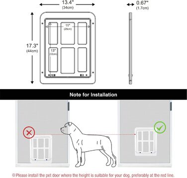 Для Fly Screen Dog Flap з магнітами Cat Flap Fly Screen Door Легке встановлення для котів/собак (34 см x 44 см) (Розмір 34 см x 44 см, білий)