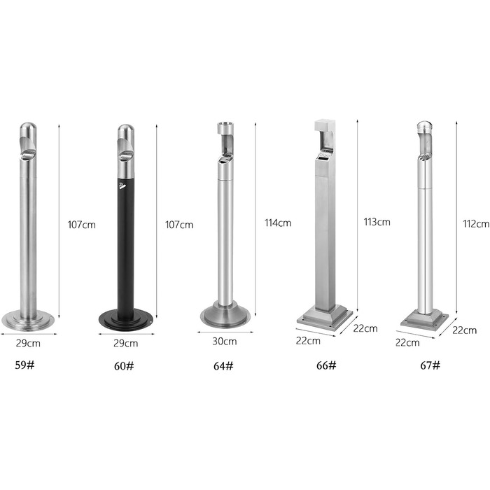 Попільничка стояча Попільничка з нержавіючої сталі Вертикальна колонка для куріння Вулична попільничка Попільничка Вулична колонка для куріння Смітник Смітник для недопалків Смітник Для курців на вулиці E One Size