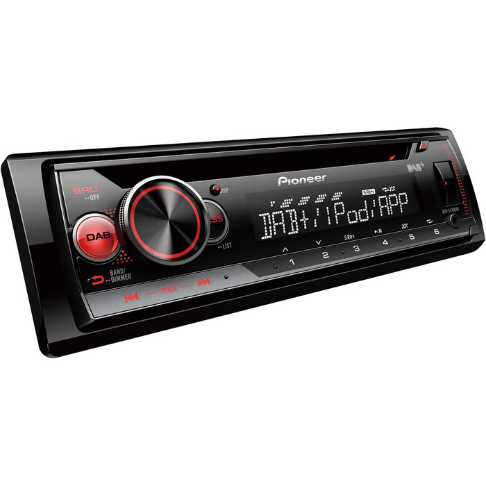 Автомагнітола 1-DIN, CD-тюнер з FM і DAB, MP3, USB і AUX вхід, RGB-підсвічування, додаток Smart Sync, 5-смуговий еквалайзер, Spotify, включаючи антену DAB з антеною, 410DAB-AN