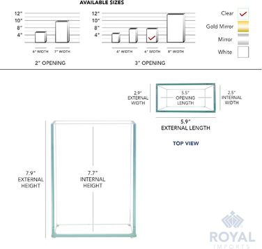 Ваза для квітів Royal Imports Royal Imports, декоративний центральний елемент для дому або весілля, плоска, прямокутна, скляна, 15,2 x 20,3 см (Ш x В), прозора 6'x8 Прозора