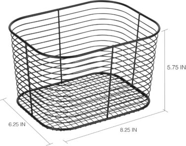 Кошик для зберігання iDesign Vienna, великий металевий кошик для ванної кімнати для зберігання косметики або рушників, матовий чорний L Матовий чорний