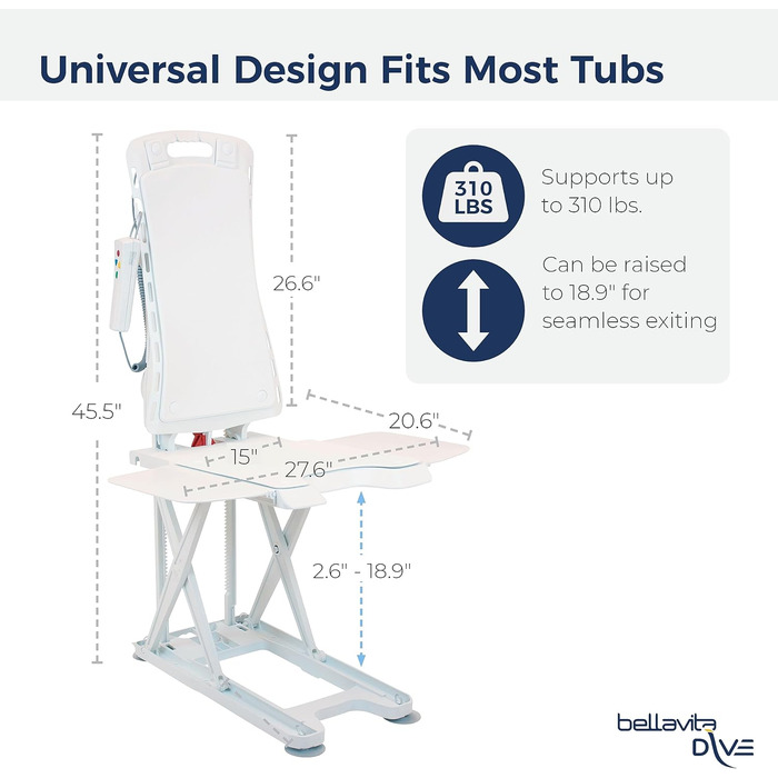 Медичний підйомник сидінь для ванни Bellavita, білий