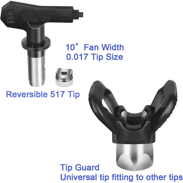 Безповітряний фарборозпилювач Jajadeal і 15-метровий шланг для безповітряного розпилення з 8-дюймовим подовжувачем, форсункою 517 і захисним кожухом сидіння форсунки безповітряного розпилення