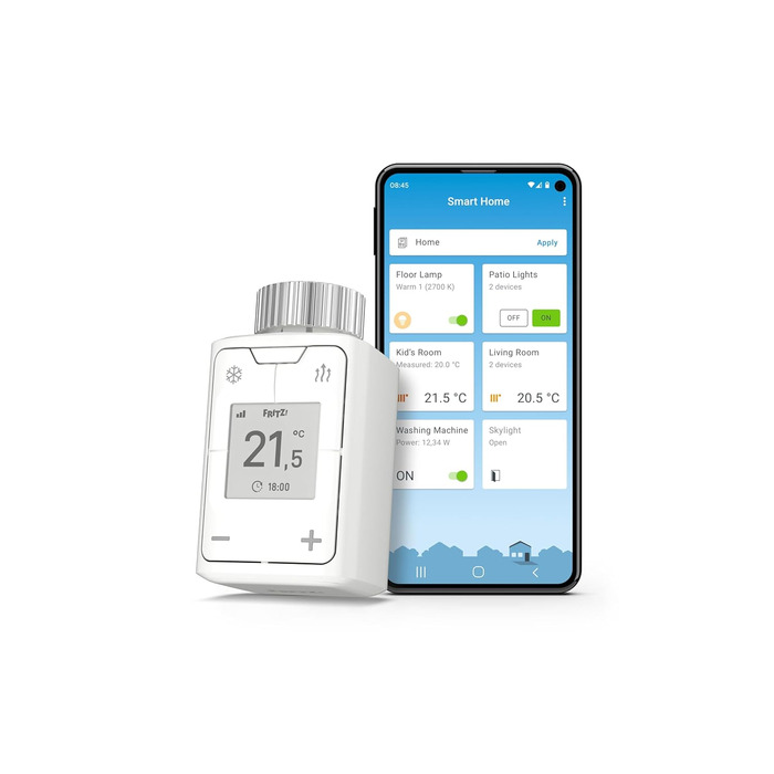 Фріц Інтелектуальний терморегулятор AVM DECT 302 для ефективного опалення та оптимального комфорту у вашому розумному домі, працює з найпоширенішими радіаторами та FritzBox із вбудованим