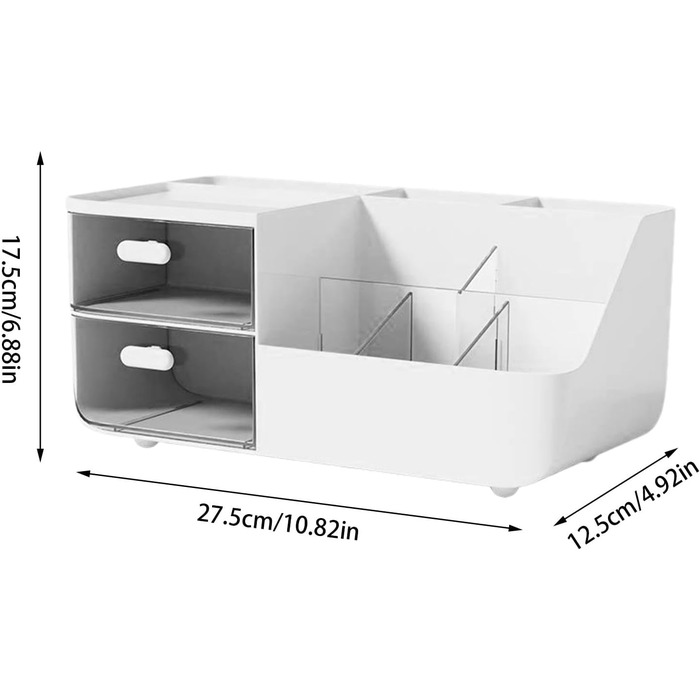 Коробка для зберігання косметики, Органайзер для макіяжу для туалетного столика, Органайзер для косметики з висувними ящиками, Органайзер для макіяжу, Органайзер для косметики, Органайзер для столу, білий