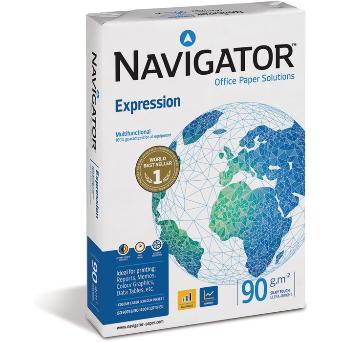 Копіювальний папір NAVIGATOR, 2000 аркушів, 90 г, А5, білий