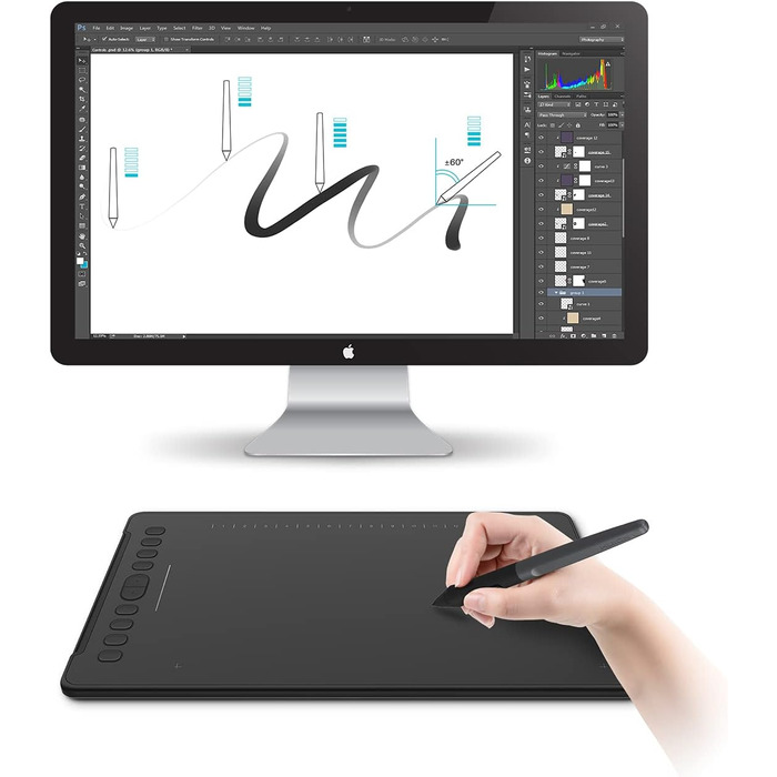 Графічний планшет HUION Inspiroy H950P, графічний планшет Huion з 8 спеціальними кнопками, 8192 рівні безбатарейного пера з функцією нахилу, панель для малювання, сумісна з ПК та пристроєм Android (11 x 6.875 дюймів)