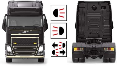 Вантажівка Volvo FH16, 132, метал/пластик, чорна, на дистанційному управлінні, управління за допомогою програми через Bluetooth, без модуля дистанційного керування Без модуля дистанційного керування Одинарна, 6731