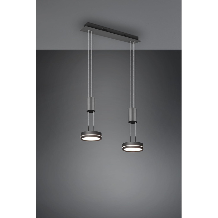 Світлодіодний торшер Trio Lights Franklin 426510208, Метал в т.ч. 35 Вт LED, зміна кольору, диммер (антрацит, підвіска 2-полум'я)