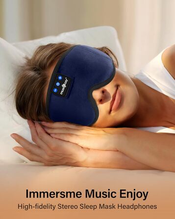 Навушники для сну Bluetooth Eye Mask для тих, хто спить на боці, навушники Musicozy Sleep Mask із вбудованим мікрофоном і динаміками, мяка маска для сну для подорожей/дрімоти (блакитний)