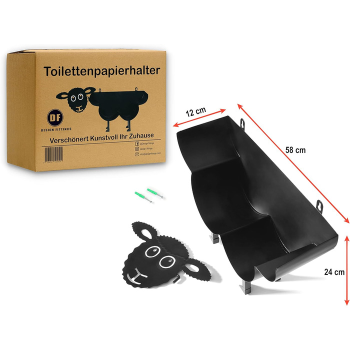 Дизайнерська фурнітура Тримач для туалетного рулону Овечка чорний - Елегантний і практичний тримач для зберігання туалетного рулону чорний - Тримач для туалетного рулону - Тримач для туалетного рулону - Тримач для туалетного рулону чорний