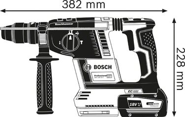 Акумуляторний перфоратор Bosch Professional 18V System GBH 18V-26 F (2,6 Дж, SDS plus, свердління та довбання, KickBack Control, вкл. 2 акумуляторні батареї ProCORE18V 5,5 Ач, зарядний пристрій GAL 1880 CV, додаткова рукоятка, L-BOXX) в корпусі L-BOXX (2х