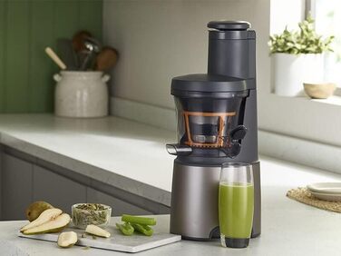 Соковижималка Kenwood PureJuice Pro JMP85.00SI, повільна соковижималка для домашніх соків, XXL завантажувальний отвір для цілих фруктів, з низькою швидкістю для збереження важливих вітамінів, 230 Вт, Срібло