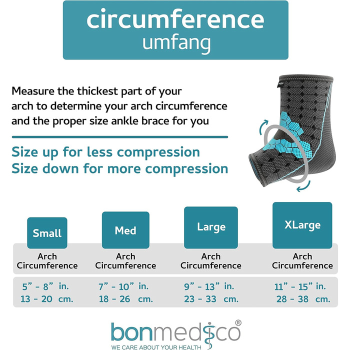 Бандаж для гомілковостопного суглоба bonmedico - Нековзний бандаж для гомілковостопного суглоба для жінок і чоловіків - Підтримуючий бандаж для щиколотки, ахіллового сухожилля - Оздоровчі подарунки - 1 бандаж для стопи сірий, унісекс XL Сірий унісекс XL