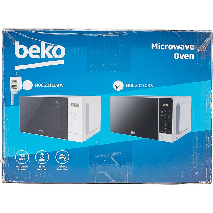 Мікрохвильова піч Beko Moc201103S, 20 л, цифрова, сріблястого кольору 45,2 x 32,5 x 26,2 см