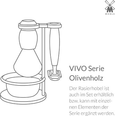 Набір для гоління MHLE Vivo - Безпечна бритва, щітка для гоління з чистою шерстю борсука та тримач - ручки з якісного оливкового дерева