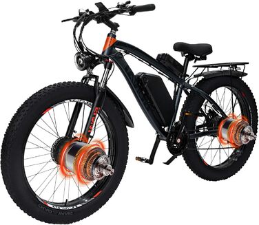 Гірський велосипед GUNAI Ebike, 26X4.0-дюймовий електронний велосипед E-Mountainbike E Bike, 21-швидкісний електричний велосипед з подвійним двигуном