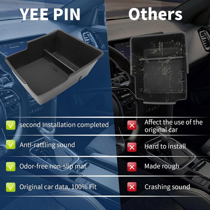 Коробка для зберігання YEE PIN 2023 Ceed SW Xceed, сумісна з Kia Ceed SW GT Xceed 2019-2022 2023 Органайзер на центральній консолі Лоток для аксесуарів органайзера з нековзним килимком