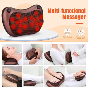 Масажна подушка для масажу спини та шиї Масажер Shiatsu Massager Електрична 3-швидкісна масажна подушка з 18 обертовими масажними головками для домашнього офісу автомобіля