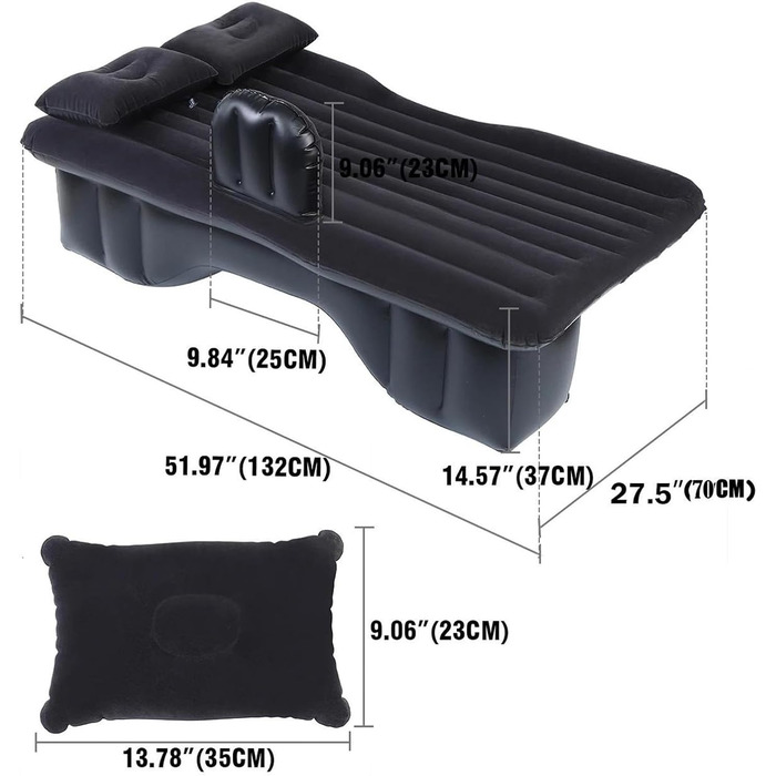 Надувний матрац AcarKing Автомобіль сумісний з автомобілем, позашляховиком, MPV, автомобілем, надувним туристичним матрацом, ліжком, заднім сидінням, багатофункціональною диванною подушкою, відкритий килимок для кемпінгу, 130 x 70 см (колір 2)