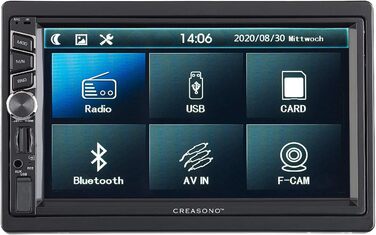 Автомагнітола Creasono 2DIN DAB автомагнітола 2-DIN-DAB/FM, сенсорний дисплей, Bluetooth, гучний зв'язок гучного зв'язку, 4х45 Вт (автомагнітола з камерою заднього виду DAB, автомагнітола DAB з Bluetooth MP3, автомобільні системи гучного зв'язку)