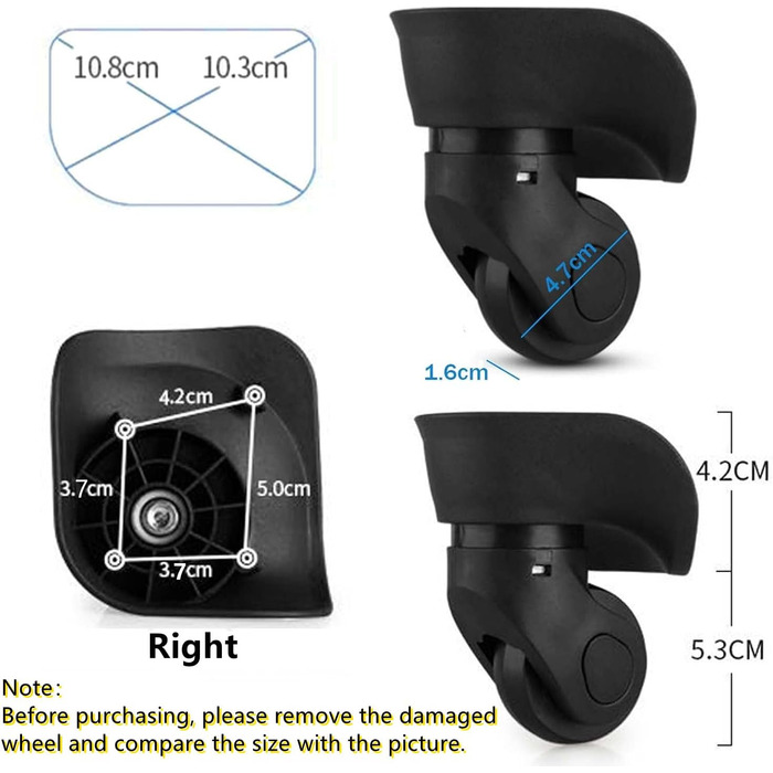 Запасні колеса для багажу, 1 пара коліс для валізи колеса для валізи колеса для багажу колеса для багажу поворотні колеса ліві і праві колеса для багажу візка, W041-2 L Large