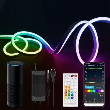 Неонова світлодіодна стрічка Yeexppz 10 м, RGB IC, Wifi Неонова світлодіодна стрічка Водонепроникне керування додатком за допомогою Alexa, синхронізація музики для саду, кімнати, прикраси вечірки 10 м 960 світлодіодів