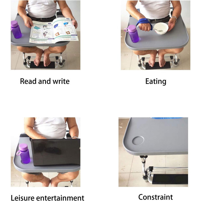 Столик для підносів для інвалідних візків Focket, знімний столик для інвалідного візка 23x21 дюйм з підсклянником, безпечні ремені для електричного інвалідного візка, знімний піднос для колінного візка для їжі, читання, відпочинку