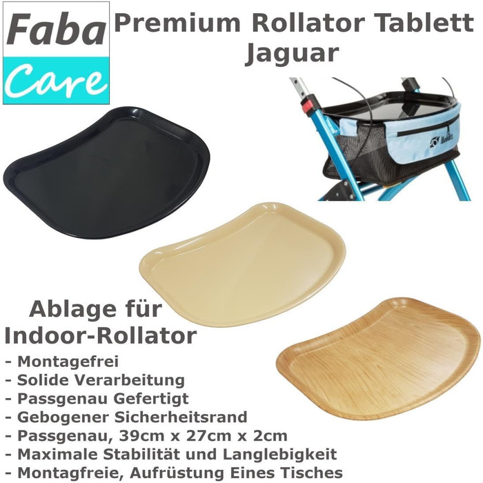 Лоток FabaCare для дому Rollator Jaguar, Лоток для роликів, Відсік для роликів, Rollator Стіл, Rollator Board, Rollator Board, Rollator Tray, Wood Look Wood Look